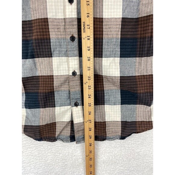 Columbia Shirt Mens Small Brown Gray Plaid Button Up‎ Long Sleeve Cotton - Picture 4 of 7